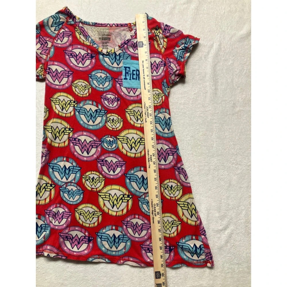 Briefly Stated Wonder Woman Fierce Pajama Sleep Shirt Red Small Medium DC Comics